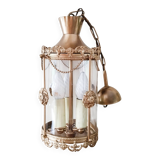 Brass and glass lantern pendant light, gold