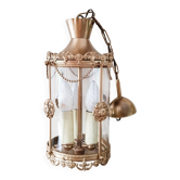 Brass and glass lantern pendant light, gold