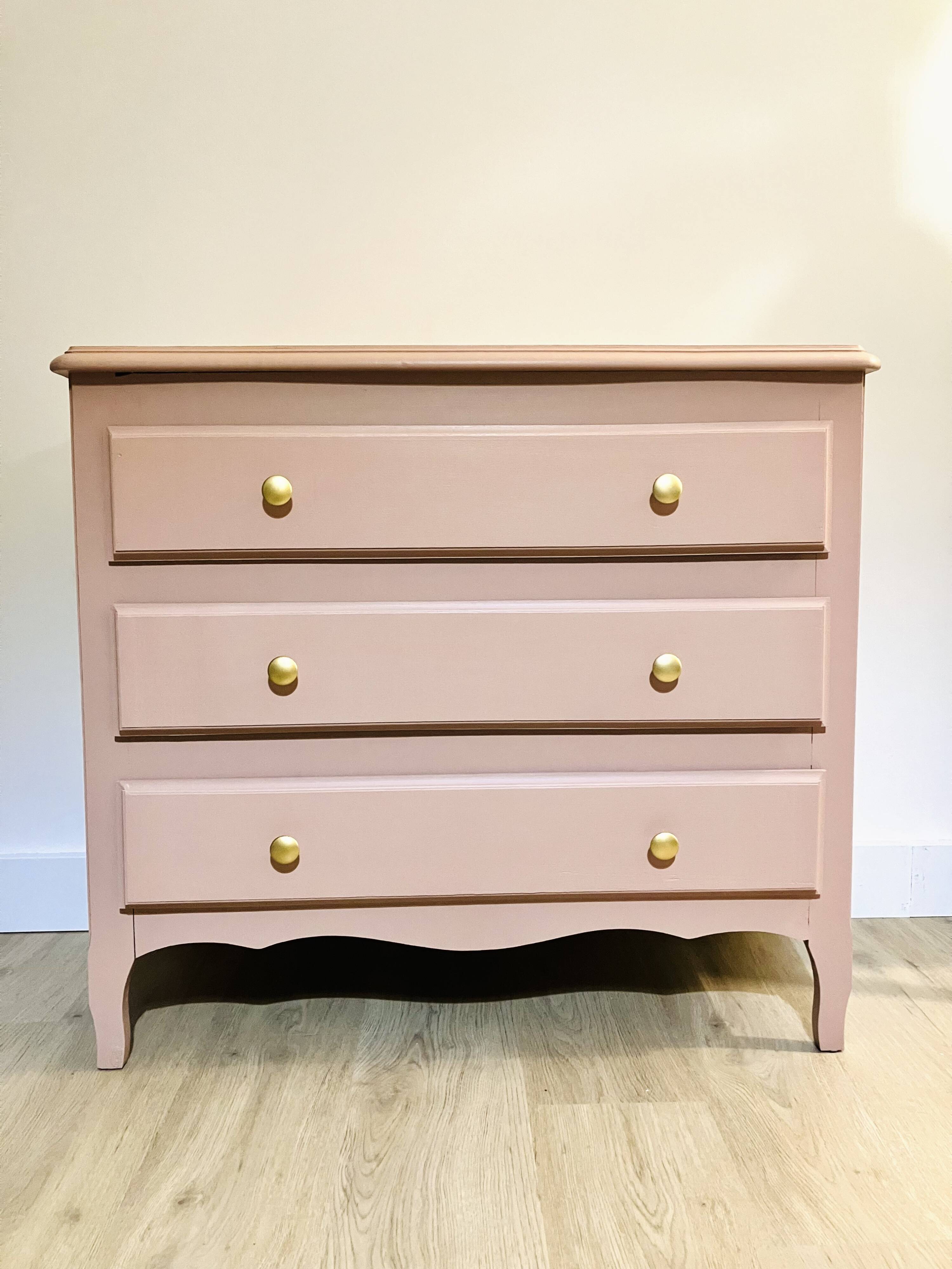 Antique pink wooden chest of drawers