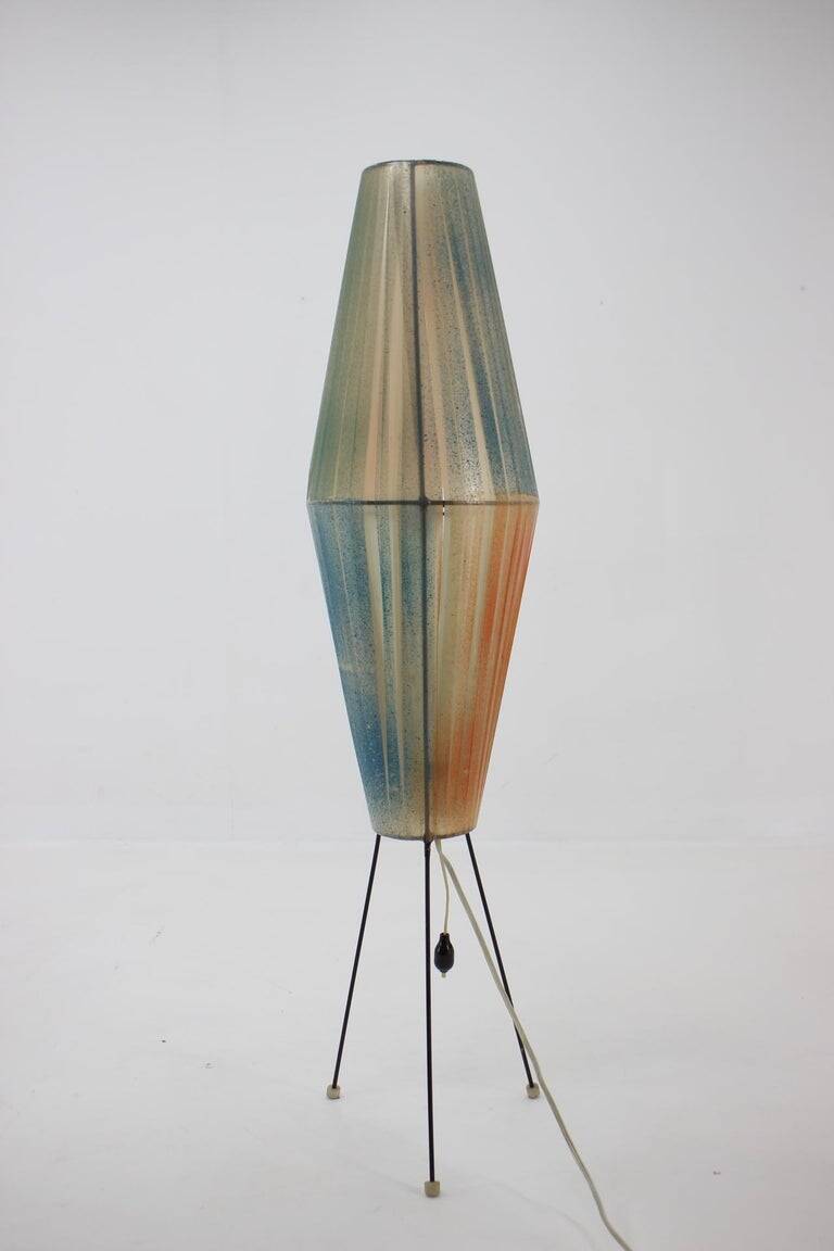 Big mid-century Space Age floor lamp "Rocket" Czechoslovakia / 1960s