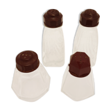 Glass and bakelite art deco salières