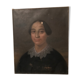 Portrait huile sur toile 19e