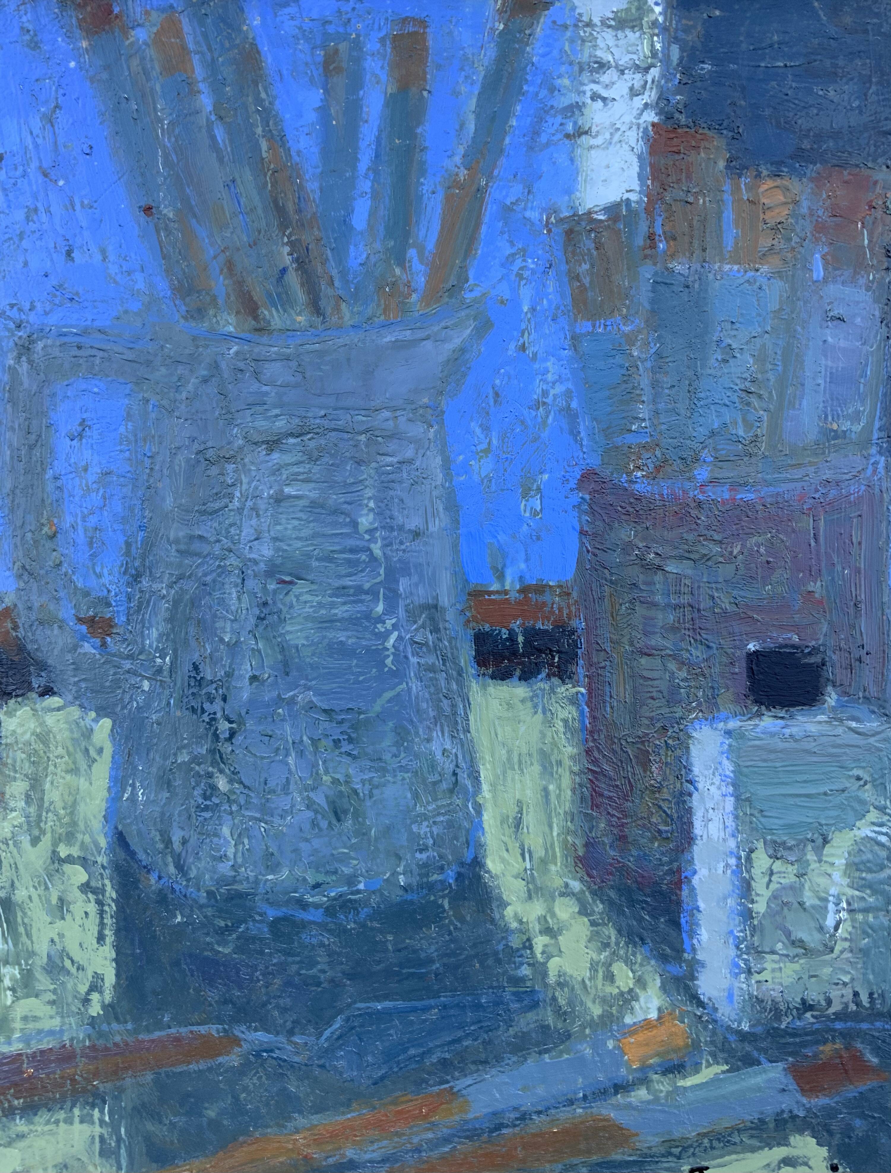 Vintage Modernists Oil Painting Blue Still Life By Svan Grandin Mid 20th Century