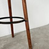 High tripod oak stool