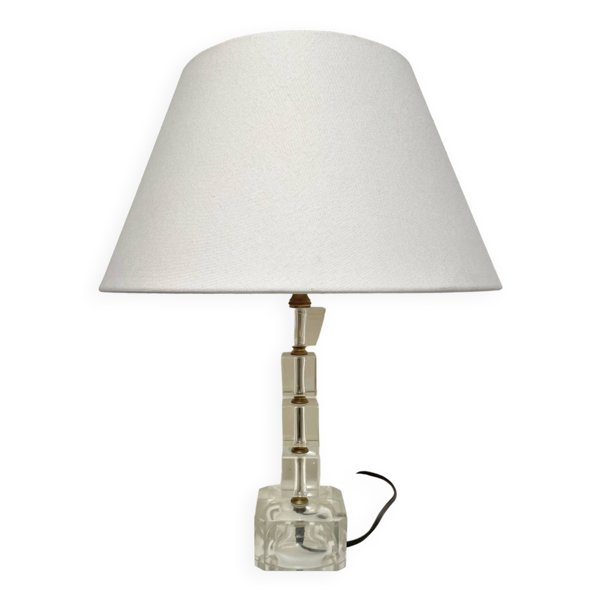 Glass and metal table lamp, Adnet 1970 spirit