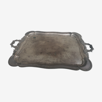 Large silver metal tray