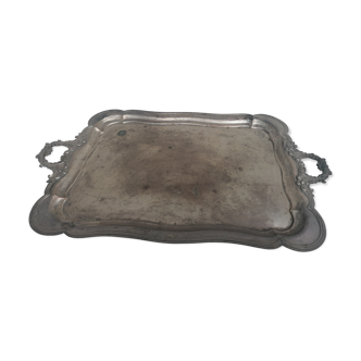 Large silver metal tray