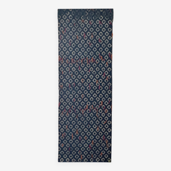 2 x 6 Ft-Cotton Hand Weaved Hand Block Printed Indigo with Katha Tapestry,Traditional Wall Decor