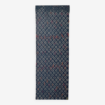 Tapis en coton tissé à la main, 2 x 6 pieds, imprimé indigo avec tapisse Bloc rie Katha, décoration murale traditionnelle