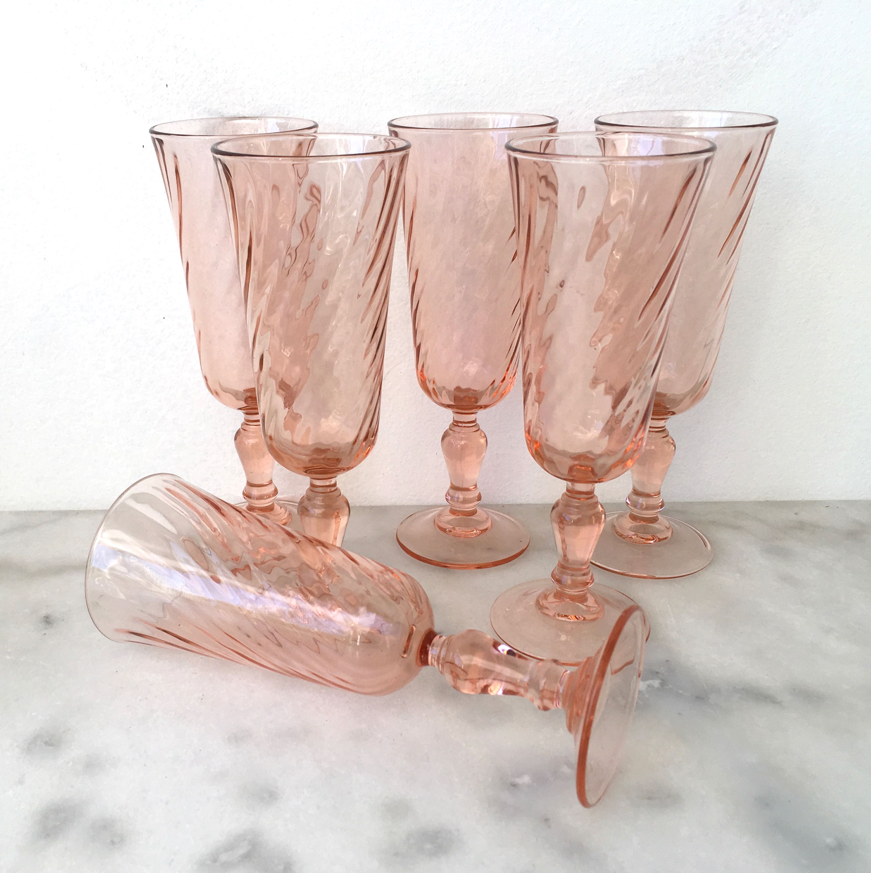 6 glasses vintage champagne flutes