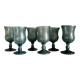 6 BIOT stemmed glasses in blue bubbled glass