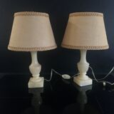Pair of Vintage Alabaster Lamp with Lampshade