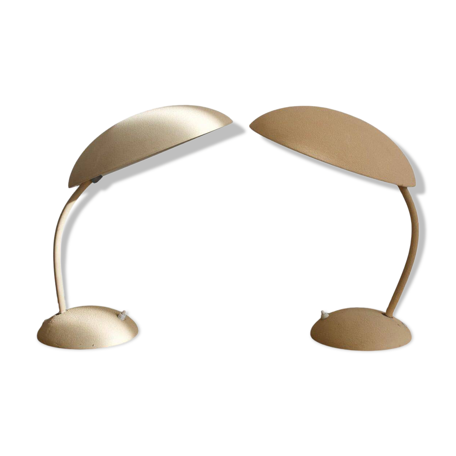 Pair of painted beige metal table lamps, 1930s