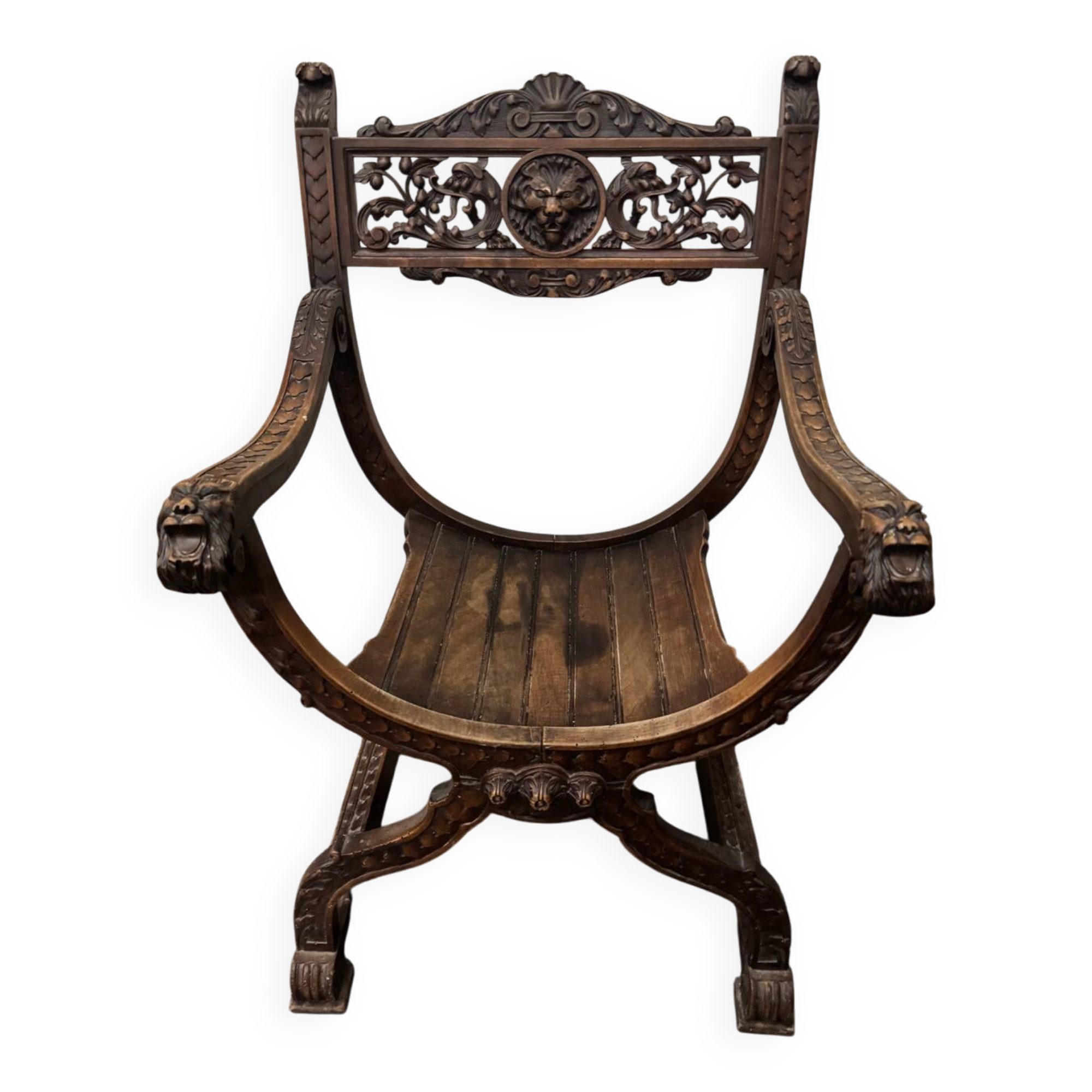 Curule Dagobert armchair in walnut