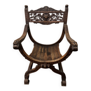 Fauteuil Dagobert curule - noyer