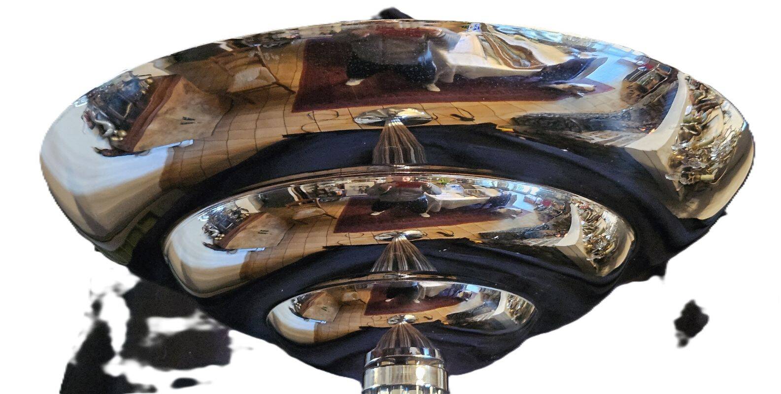 G. frattini pour relco lampadaire vintage chrome et tiges en verre