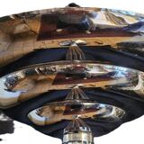 G. frattini pour relco lampadaire vintage chrome et tiges en verre