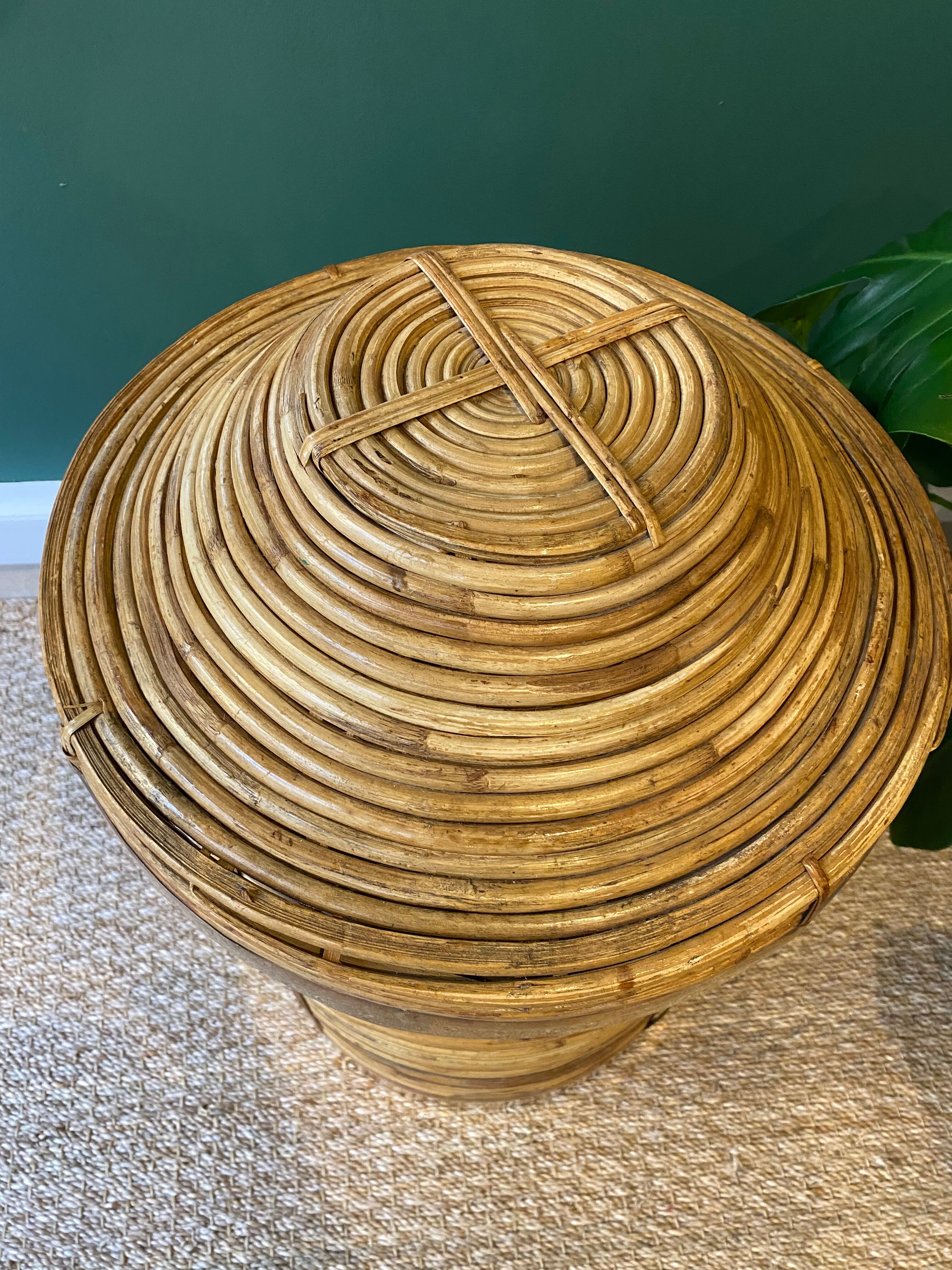 Vintage wicker and brass basket