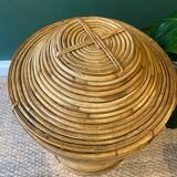 Vintage wicker and brass basket