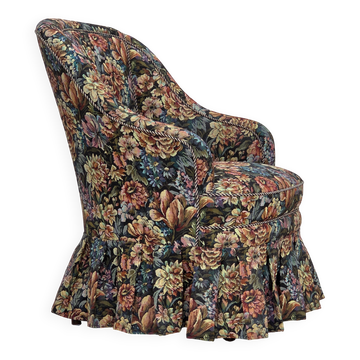 1960s, Danish cocktail lounge chair, furniture jacquard fabric.