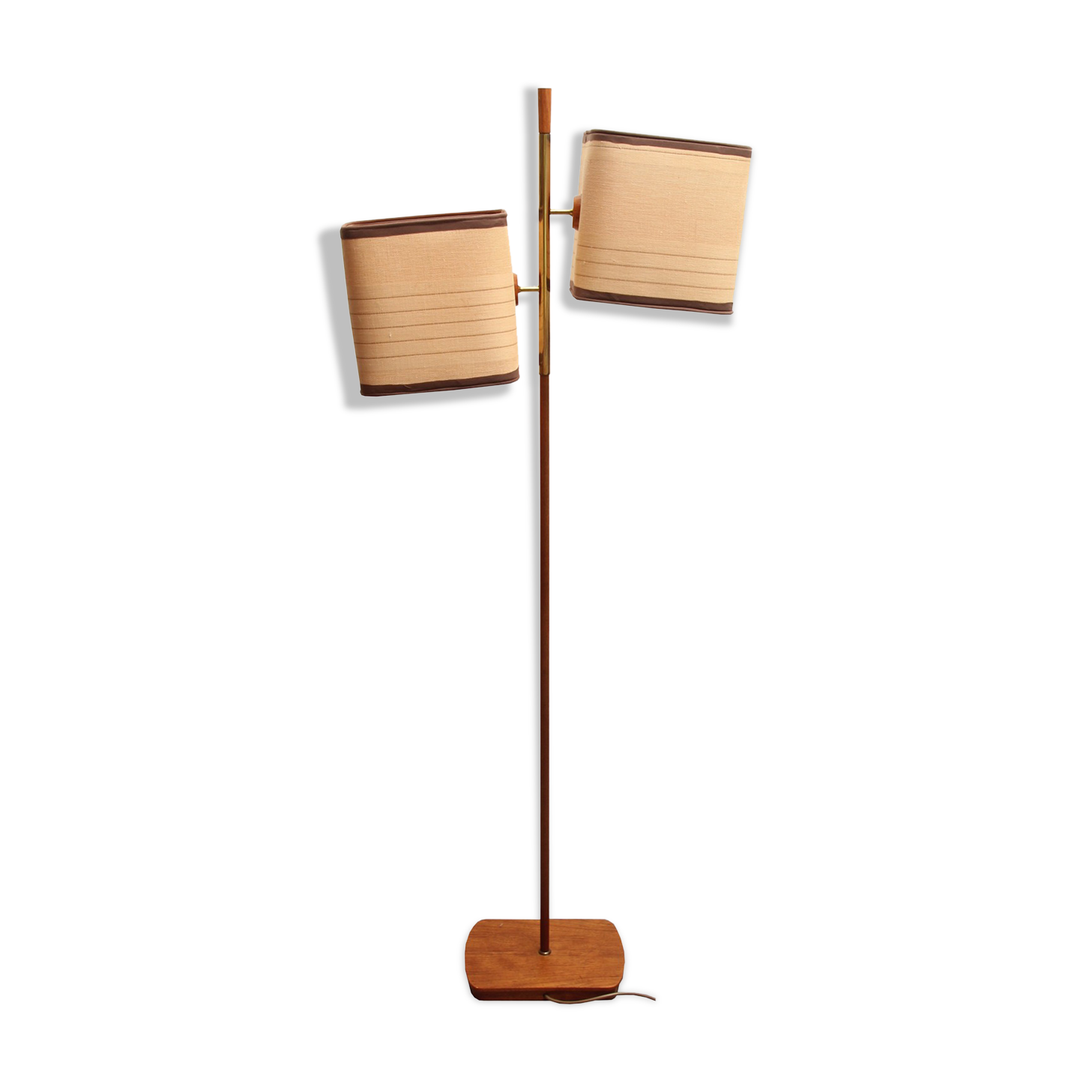 Lampadaire des années 1960 en teck et laiton