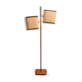 Lampadaire des années 1960 en teck et laiton