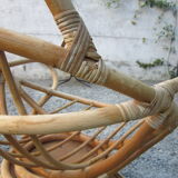 Pair of egg rattan armchairs