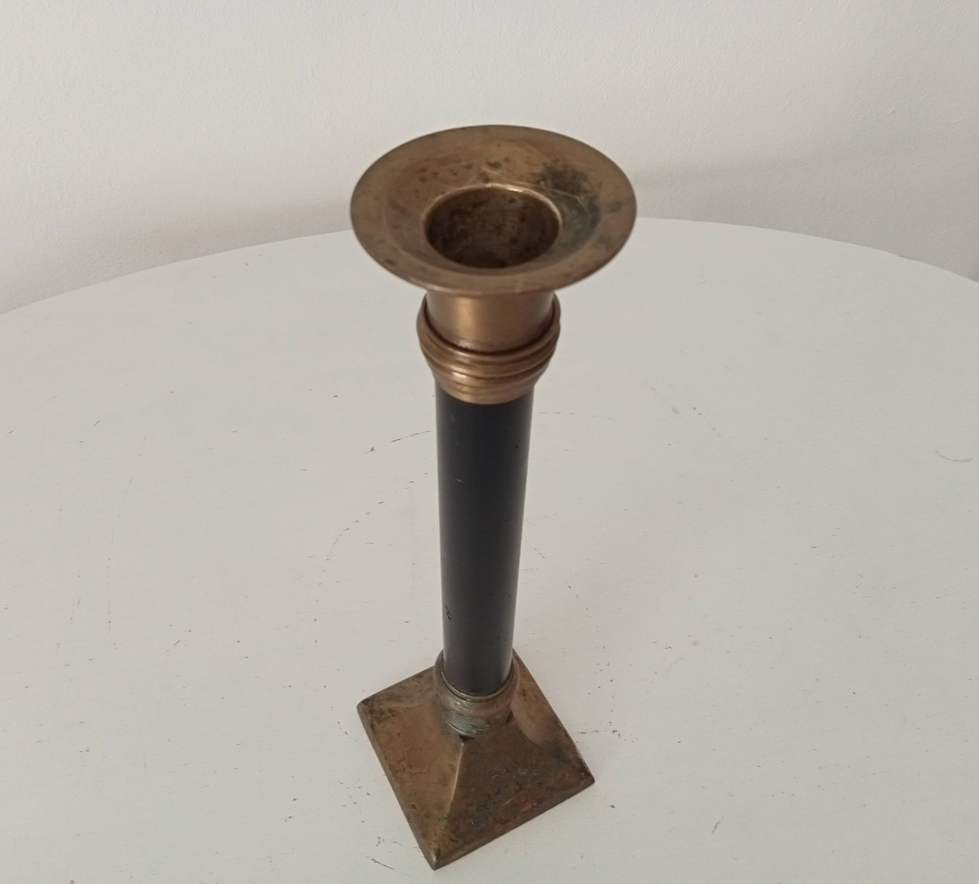 Antique brass and metal candle holder