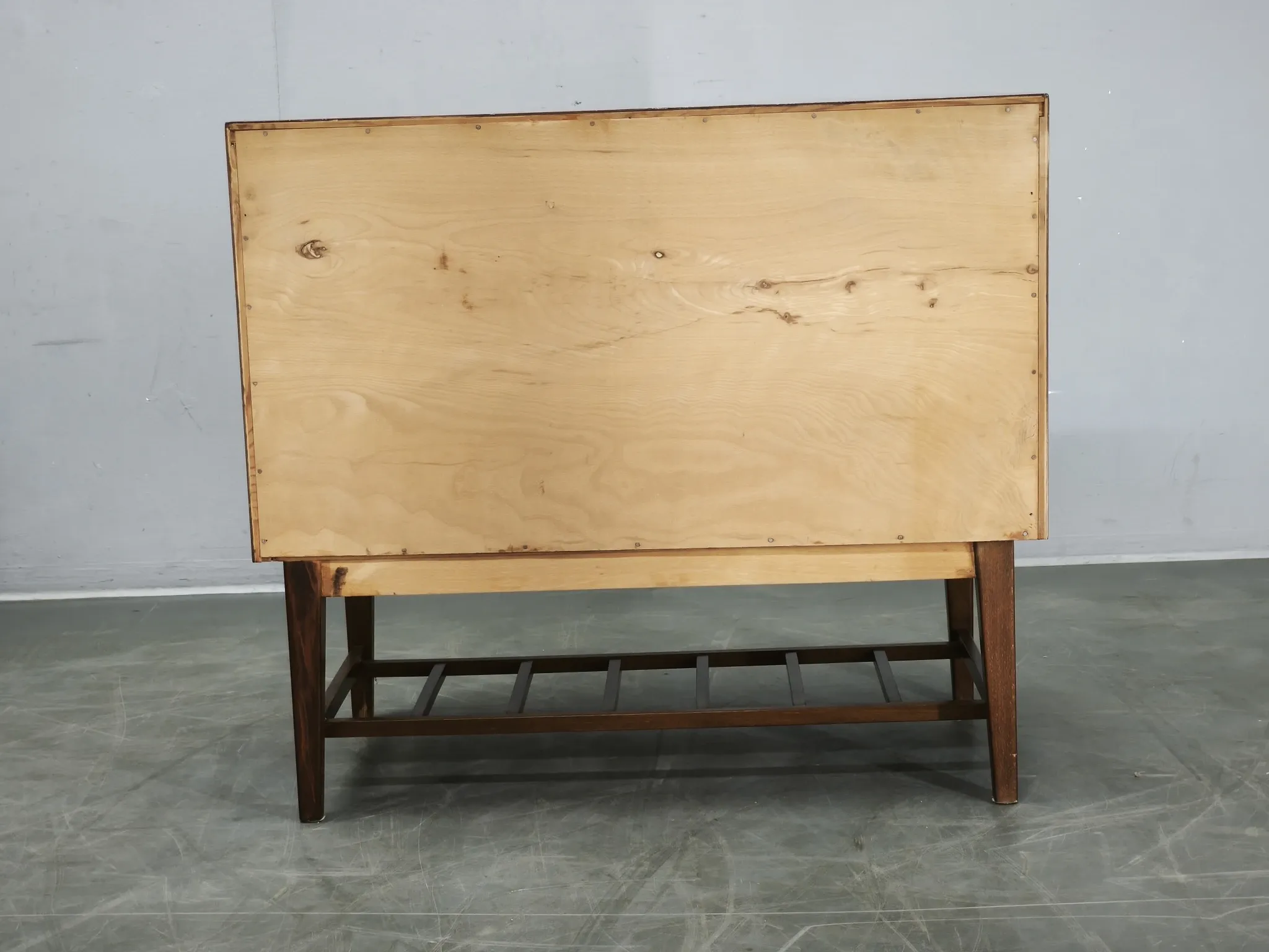 1960s Danish Modern Beech Wood Bar Cabinet with Tambour Door