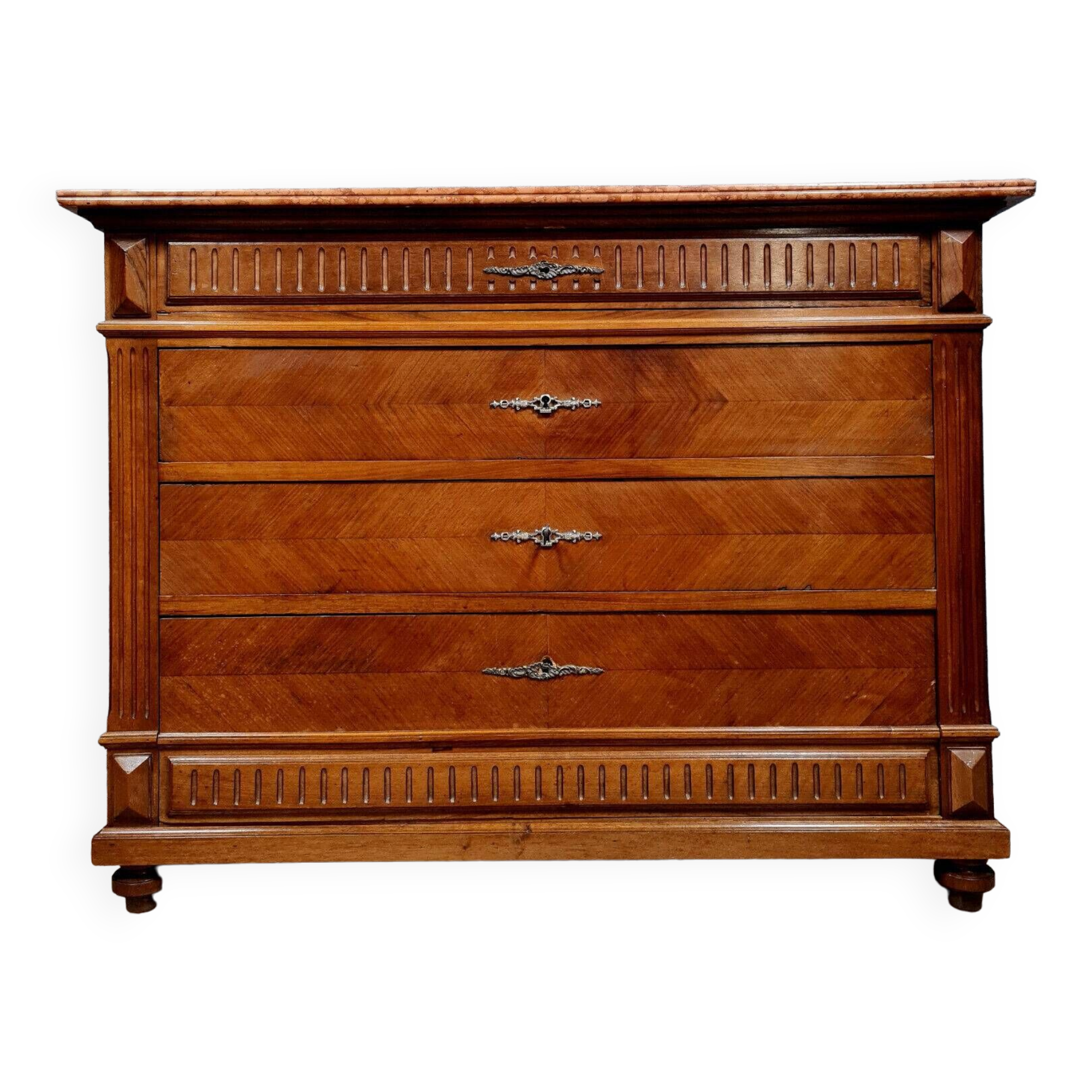 Louis XVI Style chest of drawers in walnut circa 1850-1880