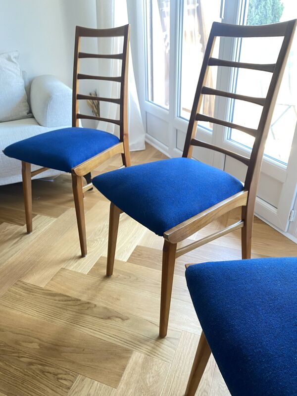 Série de 4 chaises scandinaves vintage années 60  dossier échelle