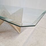 Table Basse Italienne en Travertin, 1980s