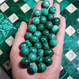 Vintage octagonal solitaire ring in malachite and bakelite from the 1950s-60s