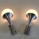 Appliques tulipes en métal et verre - années 60/70