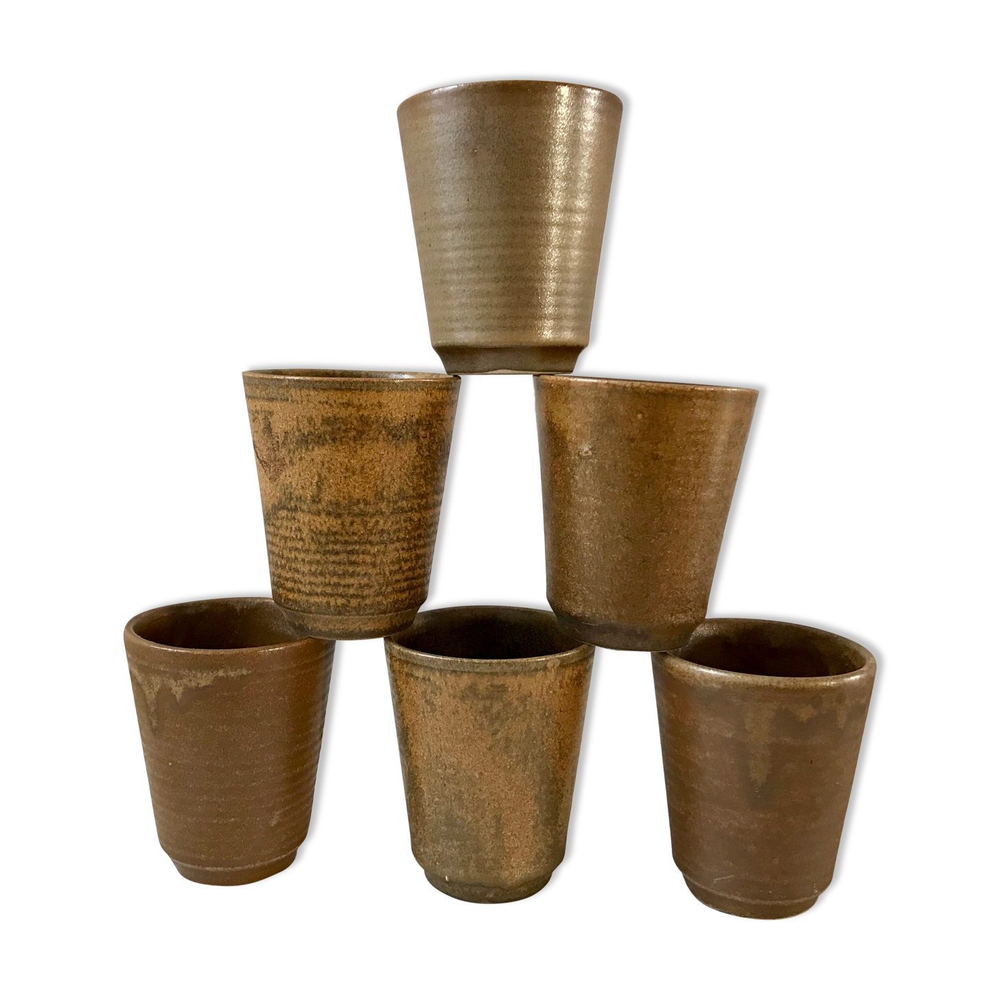 Set of 6 digoin Sarreguemines sandstone glasses