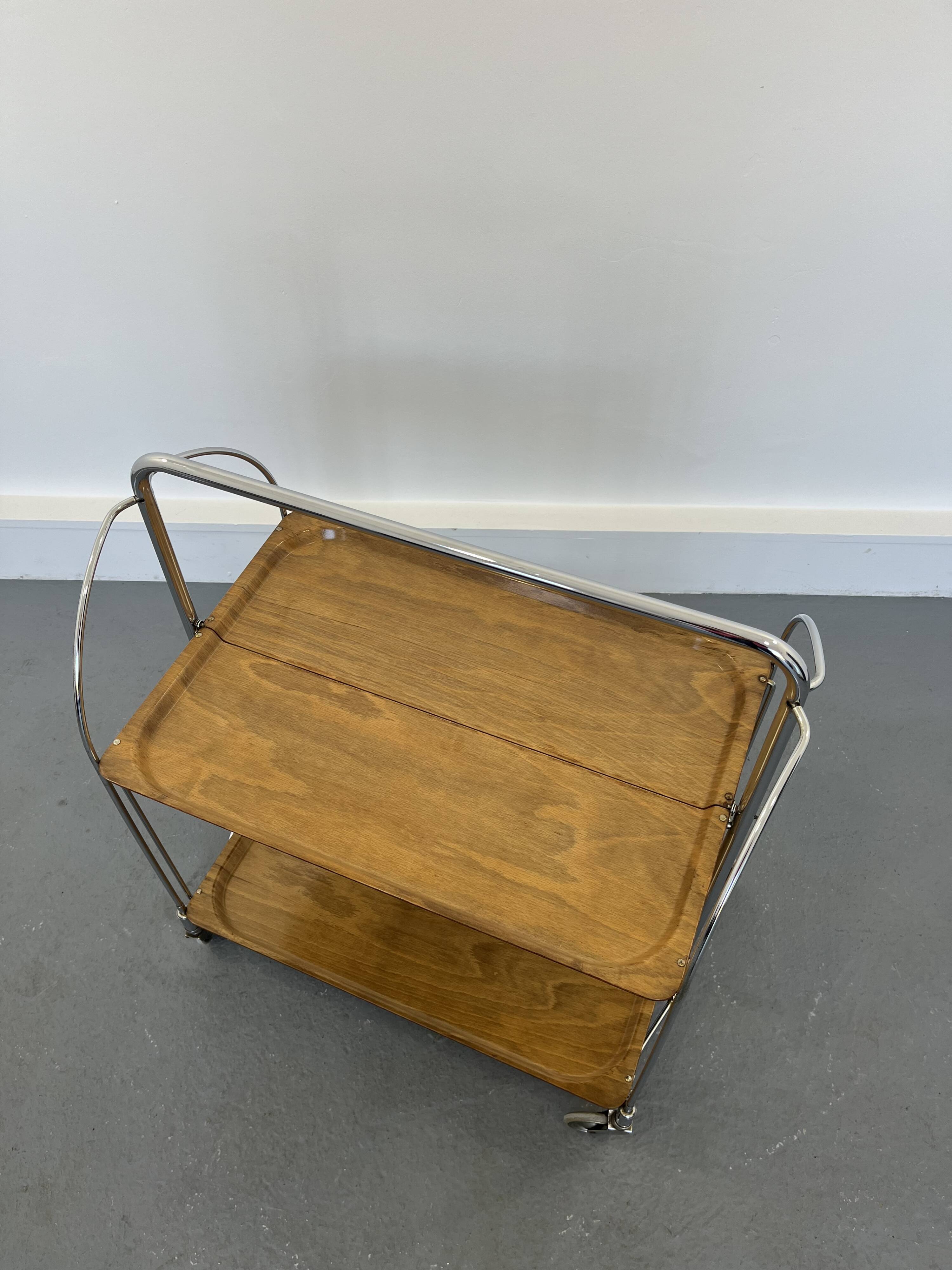 Mid-century foldable serving trolley from bremshey solingen,1950s