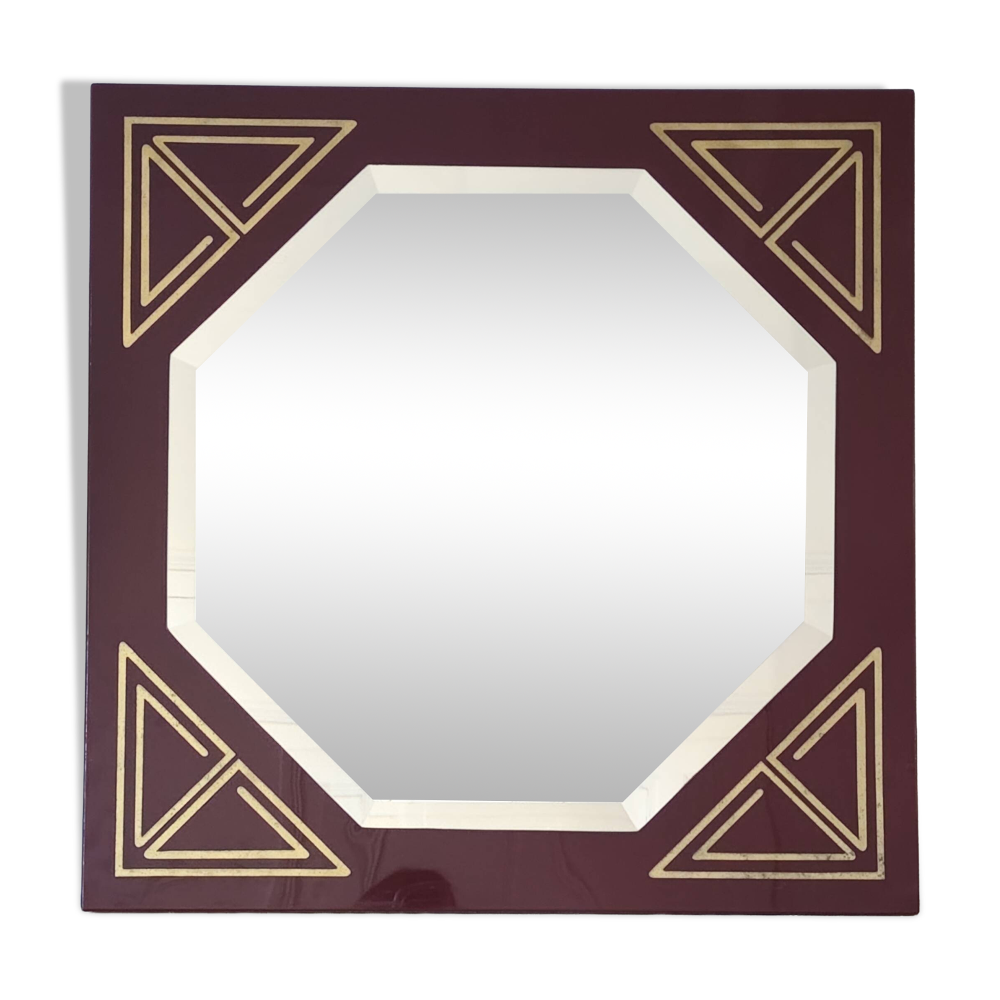 Miroir laqué et incrustation doré vintage