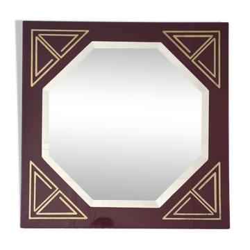 Vintage lacquered mirror with gold inlay