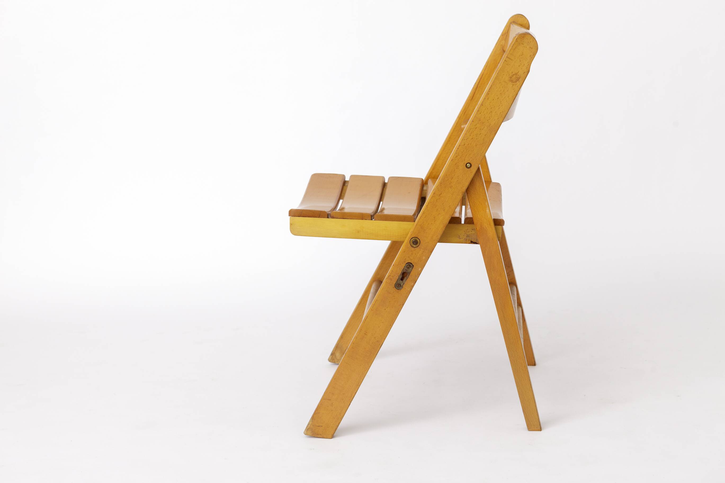 1 of 4 Vintage Folding Chair, 1950s–1960s German Design, Beech Wood