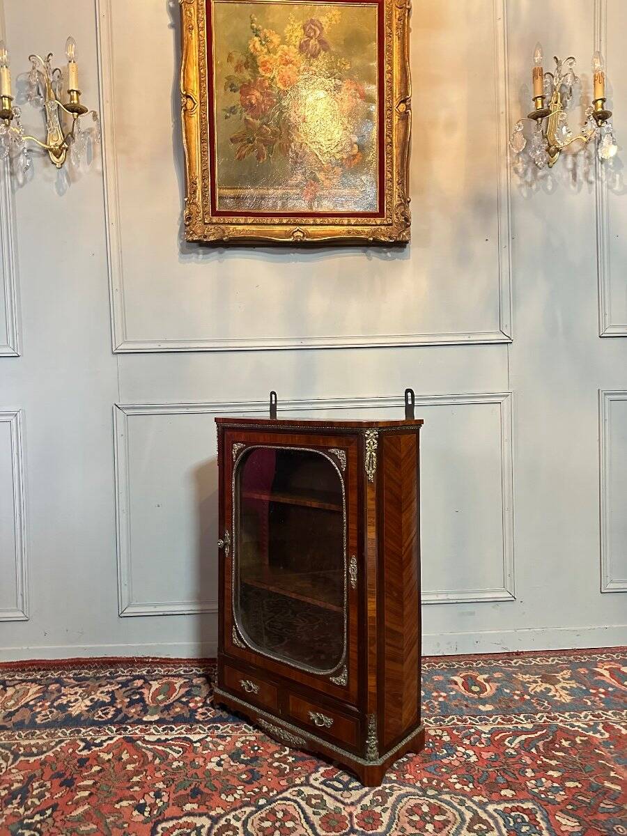 Small Napoleon III Period Showcase In Marquetry.