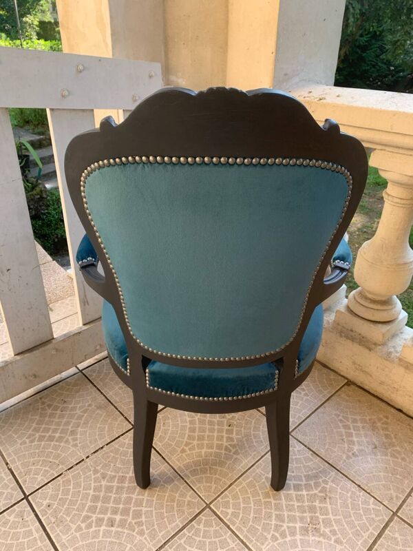 Fauteuil cabriolet bleu canard