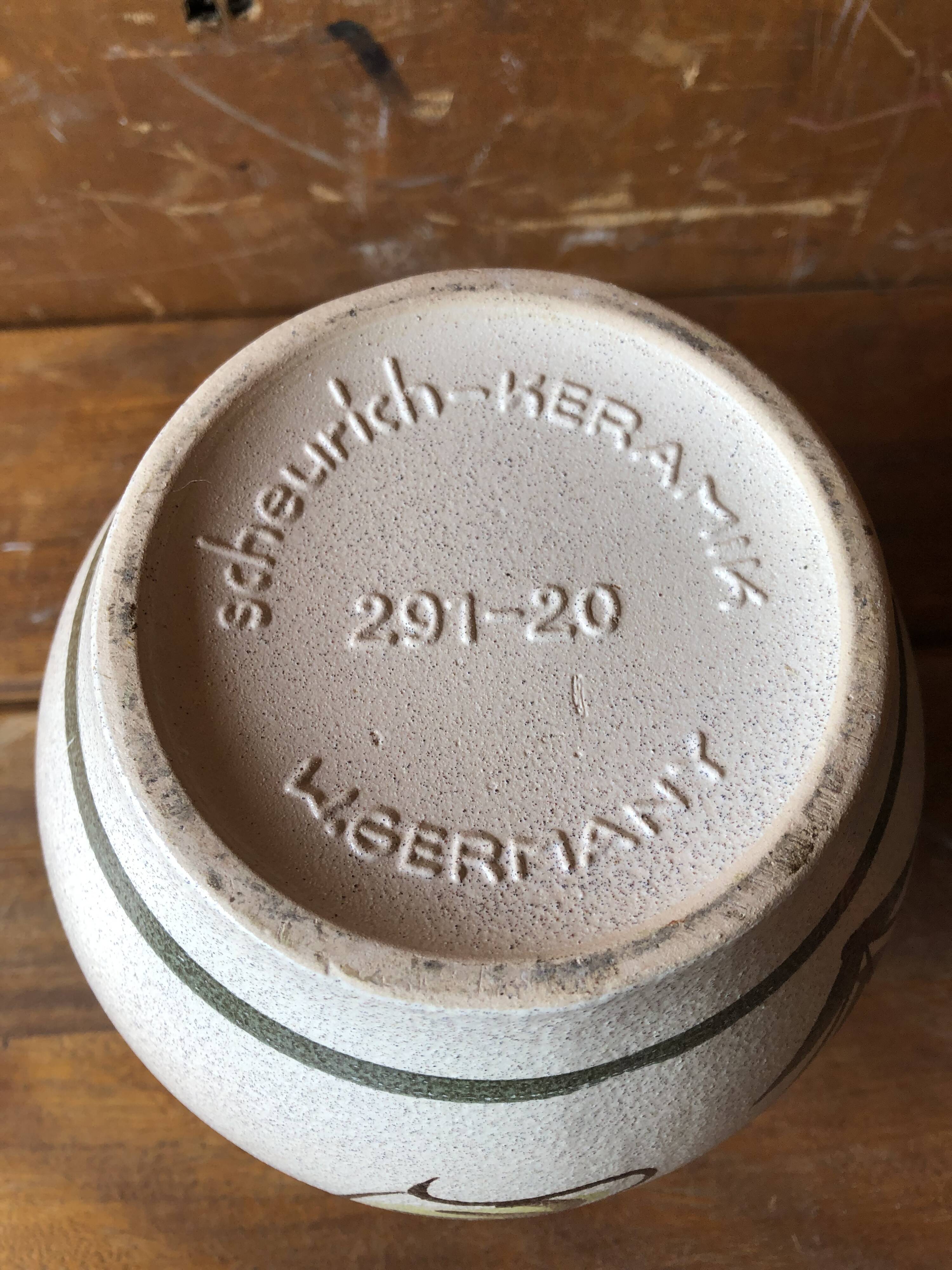 Old ceramic vase Scheurich Keramik beige vintage germany flower decor