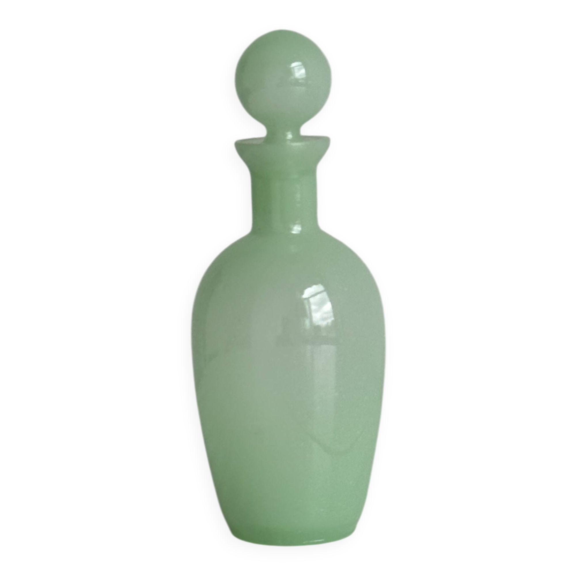 Opaque light green glass vial