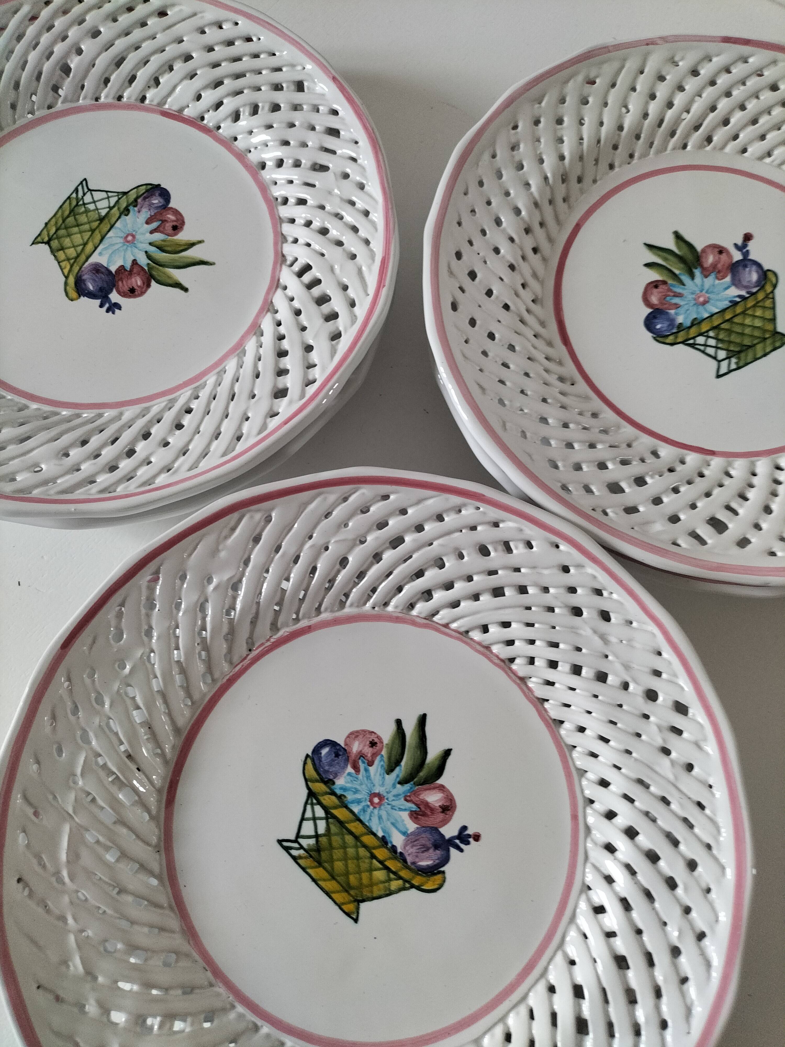 6 pierced dessert plates Portugal