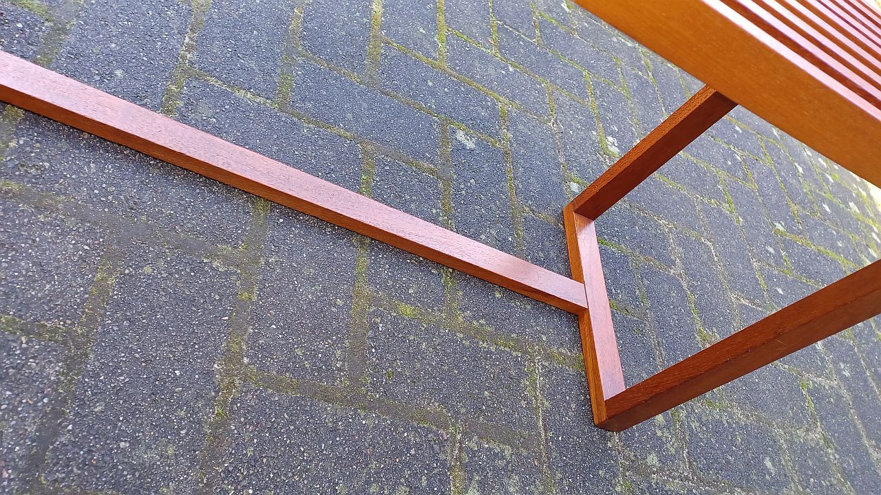 Banc à lattes scandinaves, teck 1970