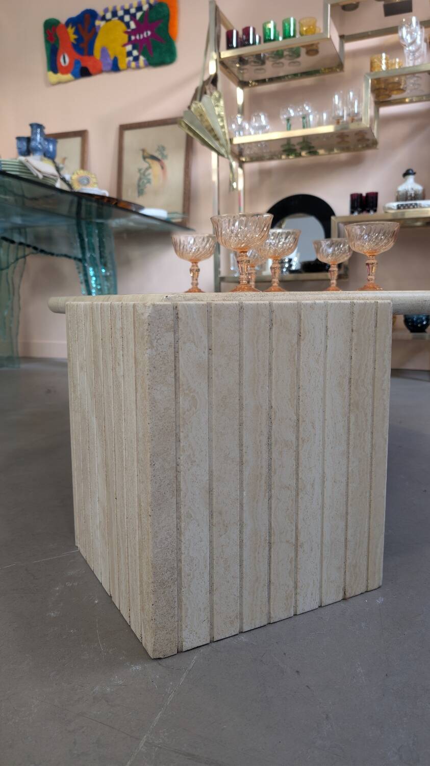 Vintage travertine coffee table from the 80s.