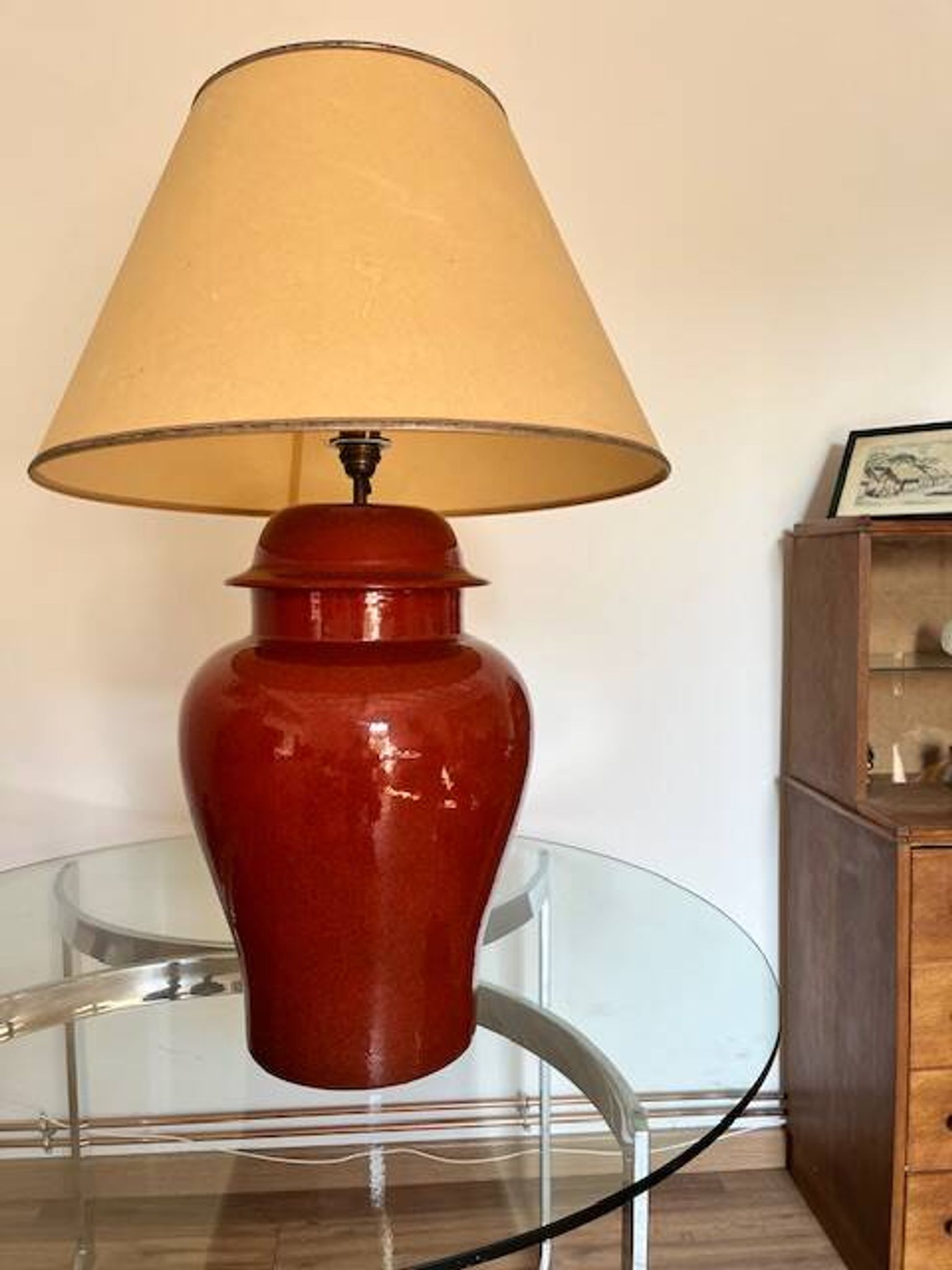Lampe à poser en céramique rouge