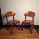 Pair of Rainer Daumiller chairs in oiled pine