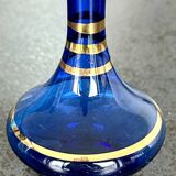 Soliflore en verre vert bleu translucide avec filets dorés - 15 cm