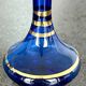 Translucent green blue glass soliflore with gold trim - 15 cm